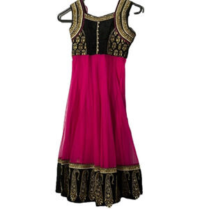 Dress Black Pink Fuchsia Made in India, Sz 28
